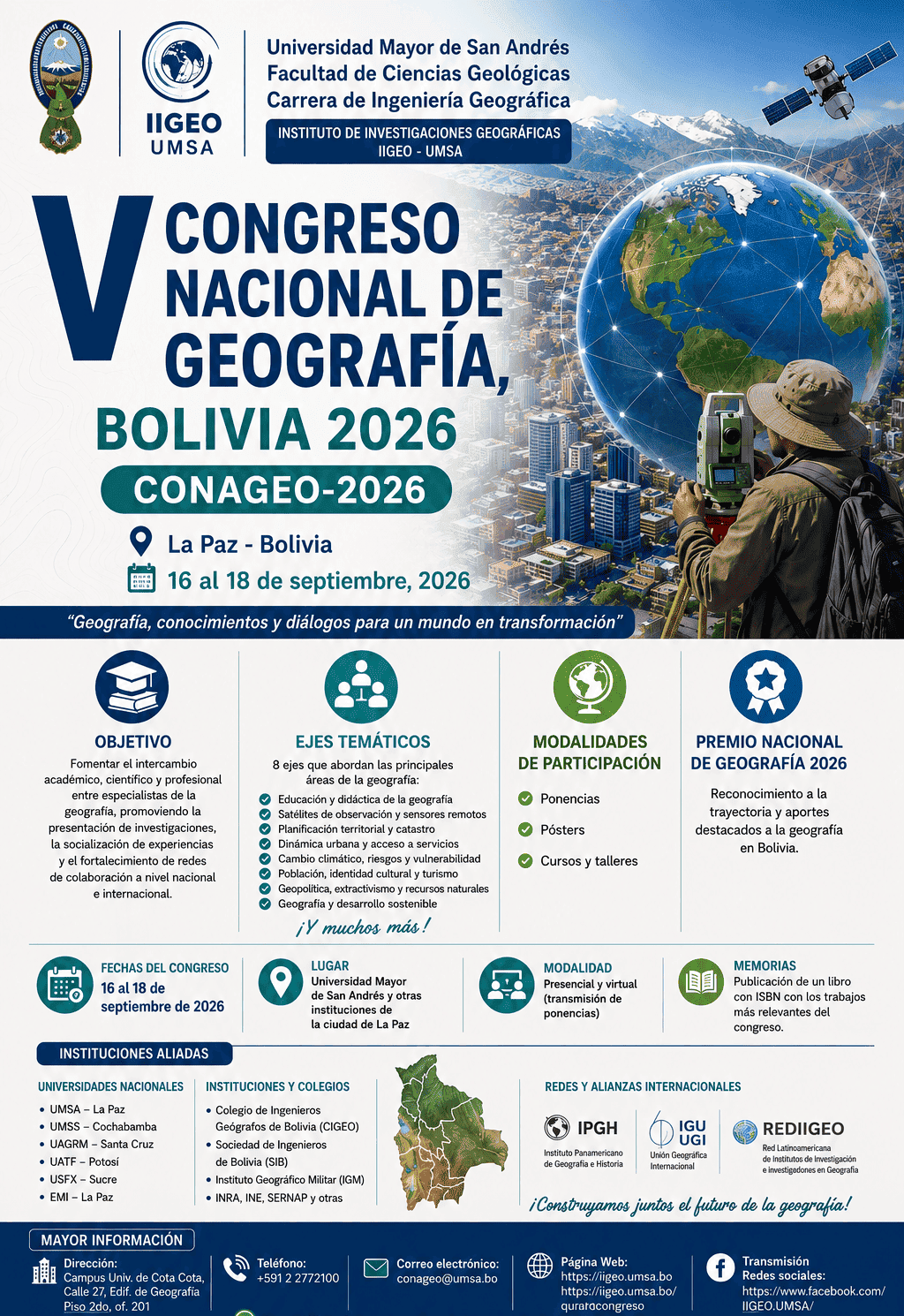 V Congreso Nacional de Geografía, Bolivia 2026 (CONAGEO-2026)